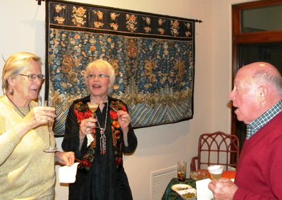 Mom, Hedi, and Dad at the Christmas Eve bash at Hovell...